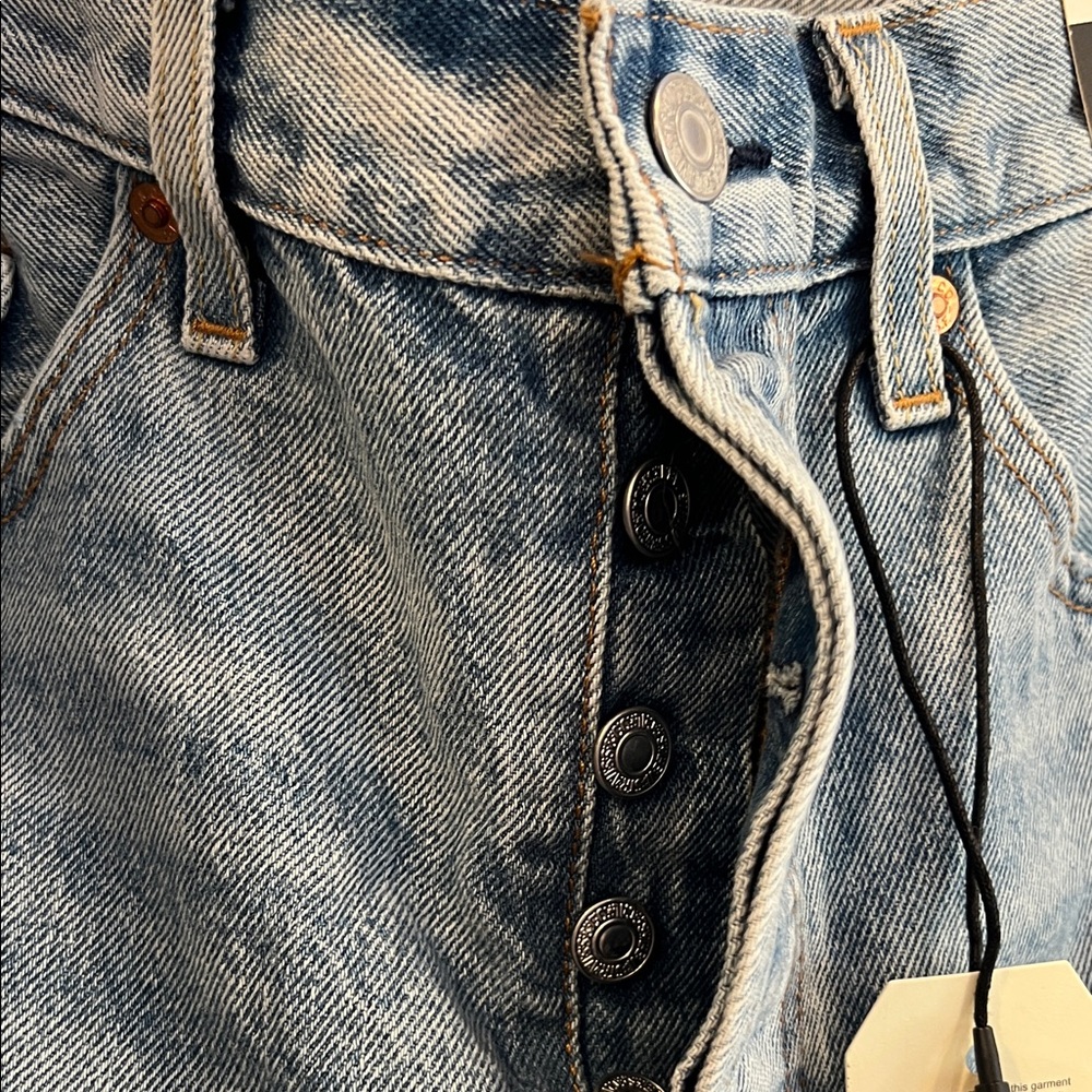 Levi's 501 Spliced Two-Tone Blue Straight Jeans - Picture 8 of 16